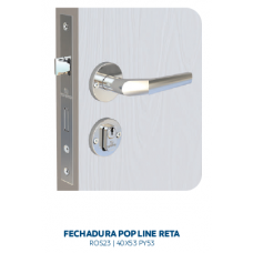 Fechadura Soprano Popline Reta Externa Cromada Roseta 23 (40X53 PY53)